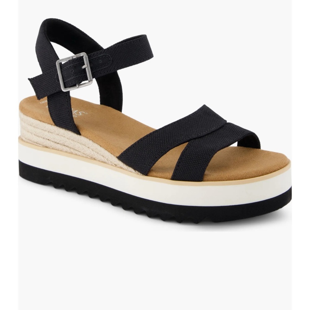 Toms Black and Tan Platform Sandals